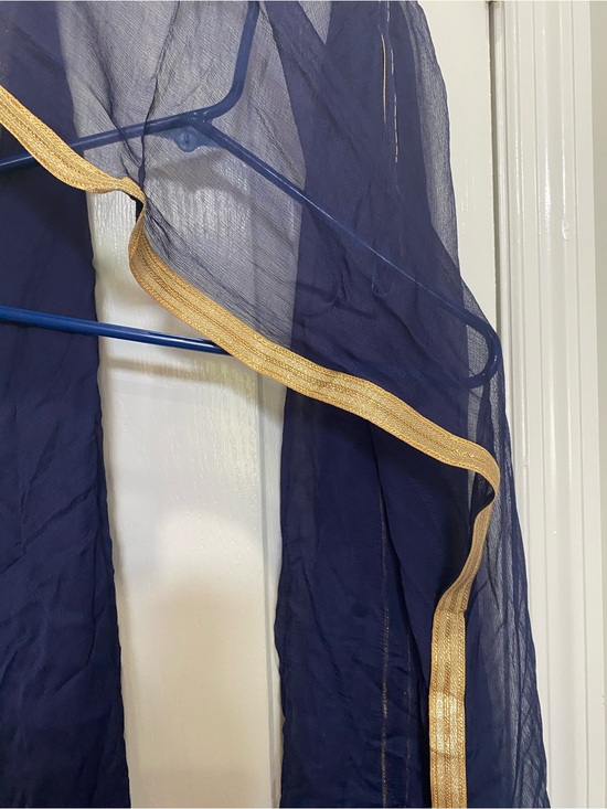 Accessories - Navy Sheer Scarf with Gold Trim